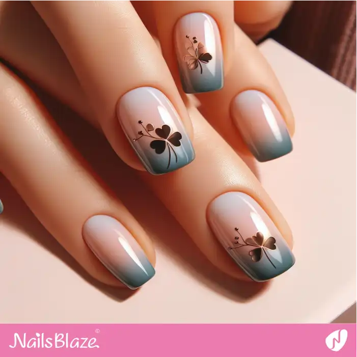 Ombre Clover Nail Design | Nature-inspired Nails - NB1579